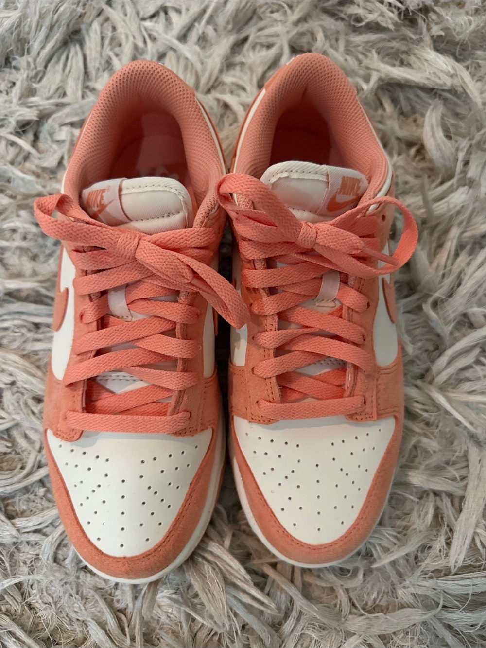 Nike Women’s Coral/White Low-Top Sneakers with Suede Accents
